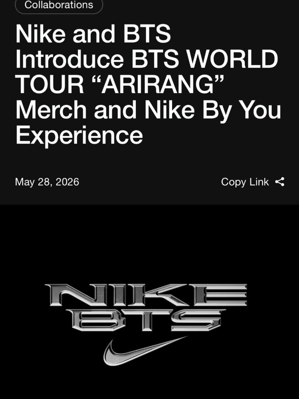 Nike x BTS tour Arirang merch Hoodie XS NWT - Picture 7 of 9